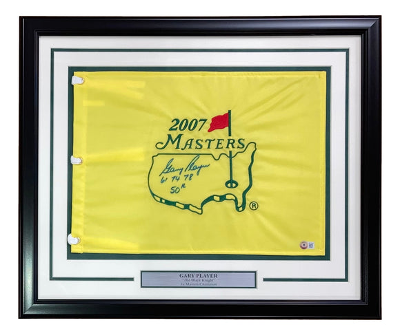 Gary Player Signed Framed 2007 Masters Golf Flag 61 74 78 50th BAS BF33982