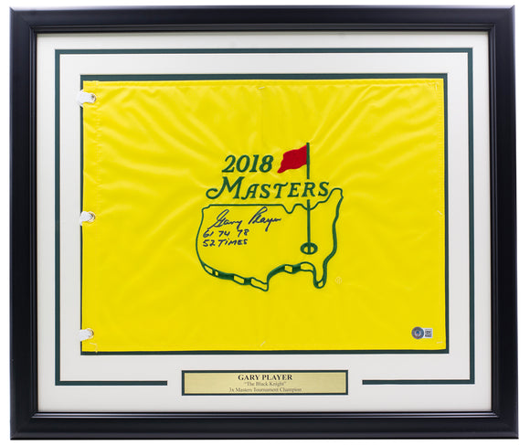 Gary Player Signed Framed 2018 Masters Golf Flag 61 74 78 52 Times Insc BAS LOA