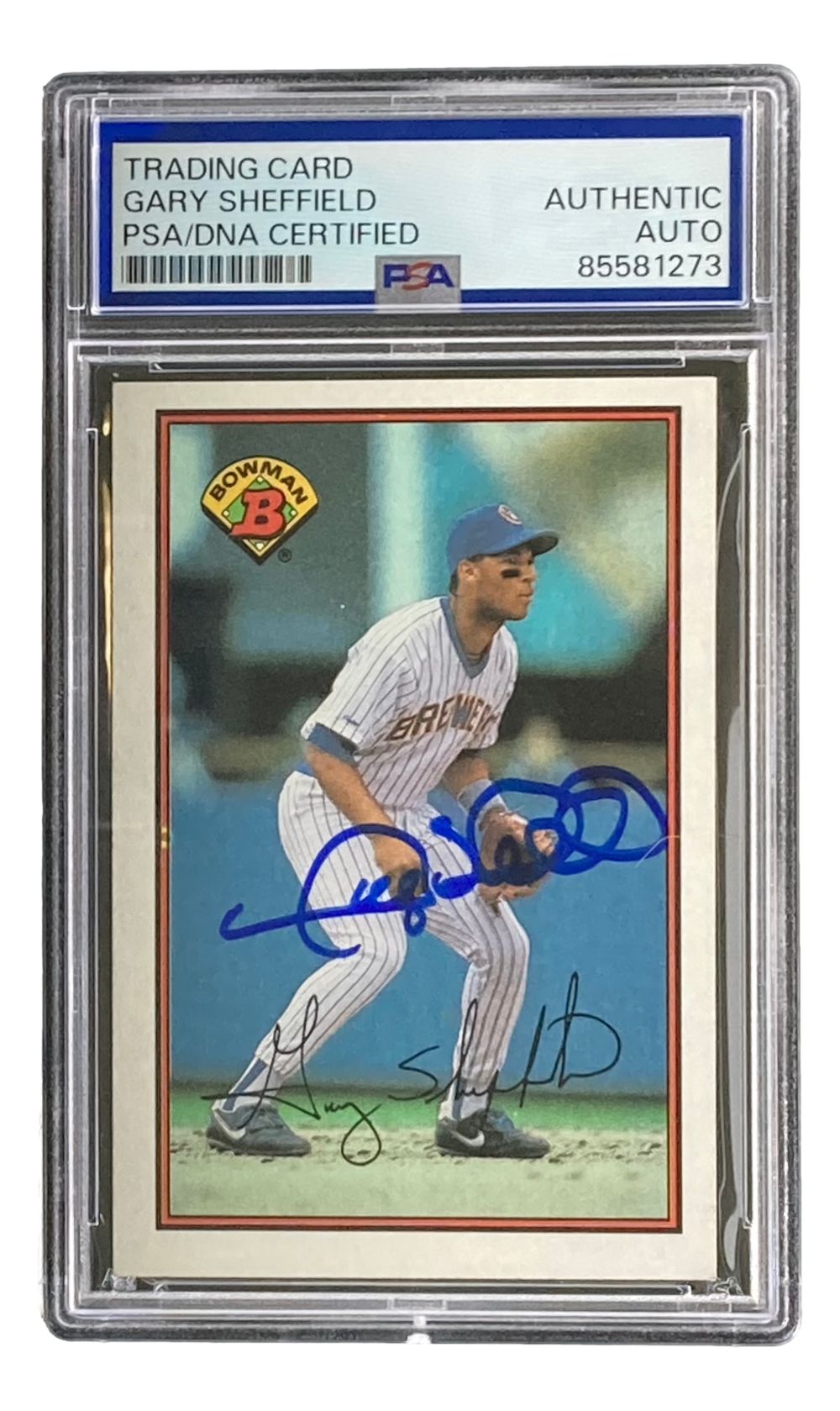 MLB Gary Sheffield サイン入ボール TRISTAR Gary Sheffield Signed 1989 Bowman #142 Milwaukee Brewers Rookie