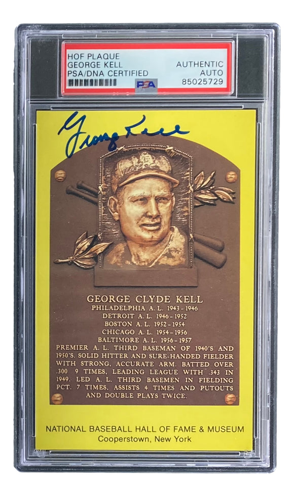 George Kell Signed 4x6 Detroit Tigers HOF Plaque Card PSA/DNA 8502729 Sports Integrity
