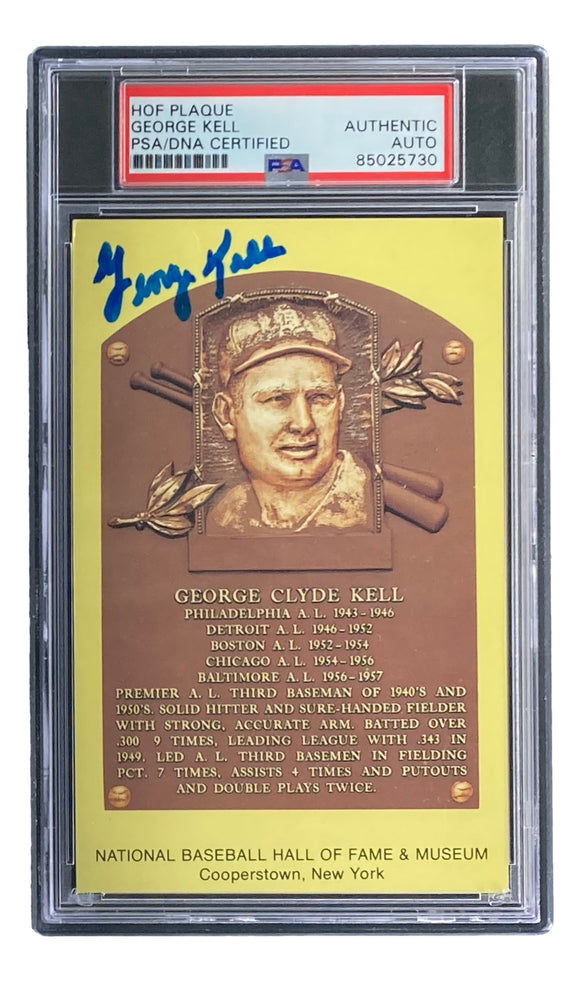 George Kell Signed 4x6 Detroit Tigers HOF Plaque Card PSA/DNA 8502730 Sports Integrity