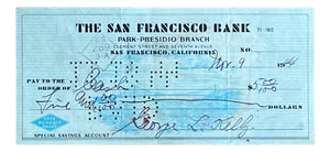 George Kelly New York Giants Signed November 9 1944 Personal Bank Check BAS Sports Integrity