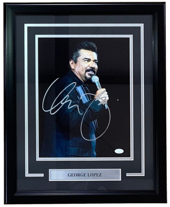 George Lopez Signed Framed 11x14 Stand Up Comedy Photo JSA