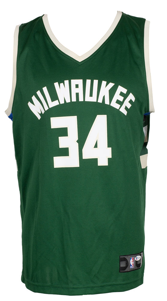 Milwaukee Giannis Antetokounmpo Autographed Green Jersey Beckett BAS