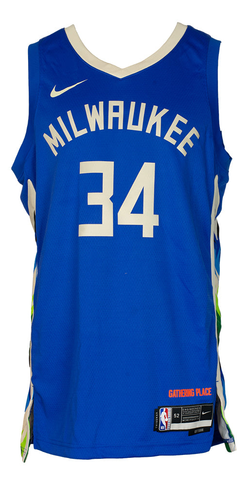 Giannis Antetokounmpo Milwaukee Bucks Autographed Blue Nike 2022-23 City  Edition Authentic Jersey