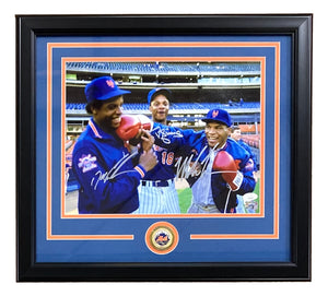 Mike Tyson Doc Gooden Darryl Strawberry Signed Framed 11x14 NY Mets Photo JSA Sports Integrity
