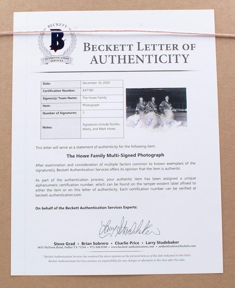 Gordie Howe Marty Howe Mark Howe Signed Framed 16x20 Photo BAS – Sports  Integrity
