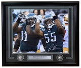 Sports Integrity’s Brandon Graham Signed Framed 16x20 Super Bowl 59 Eagles Celebrate Photo features Graham (#55) with a teammate, team logo coins, and a nameplate. JSA authenticated.