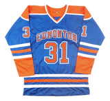 Grant Fuhr Edmonton Signed Blue Hockey Jersey BAS