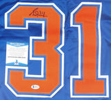 Grant Fuhr Edmonton Signed Blue Hockey Jersey BAS