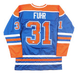 Grant Fuhr Edmonton Signed Blue Hockey Jersey BAS