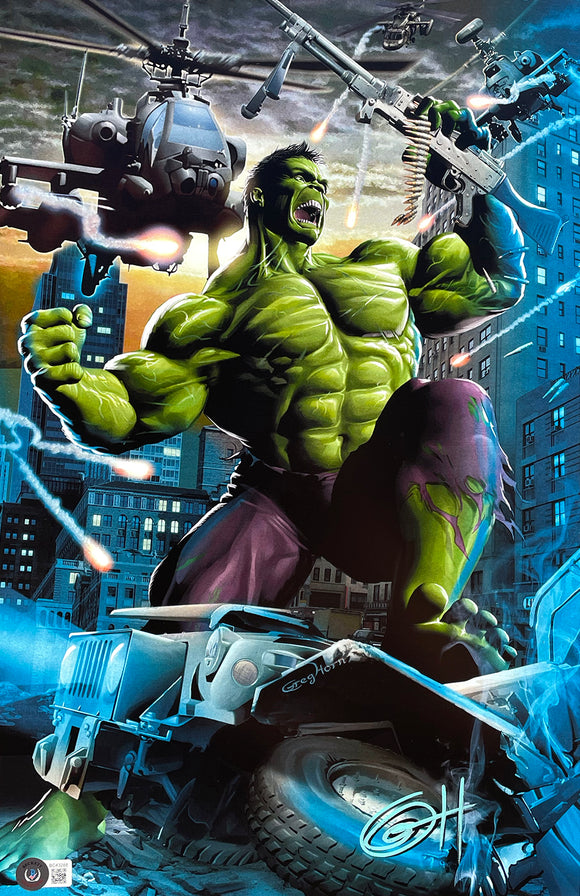 Greg Horn Signed 11x17 Hulk City Rampage Photo BAS