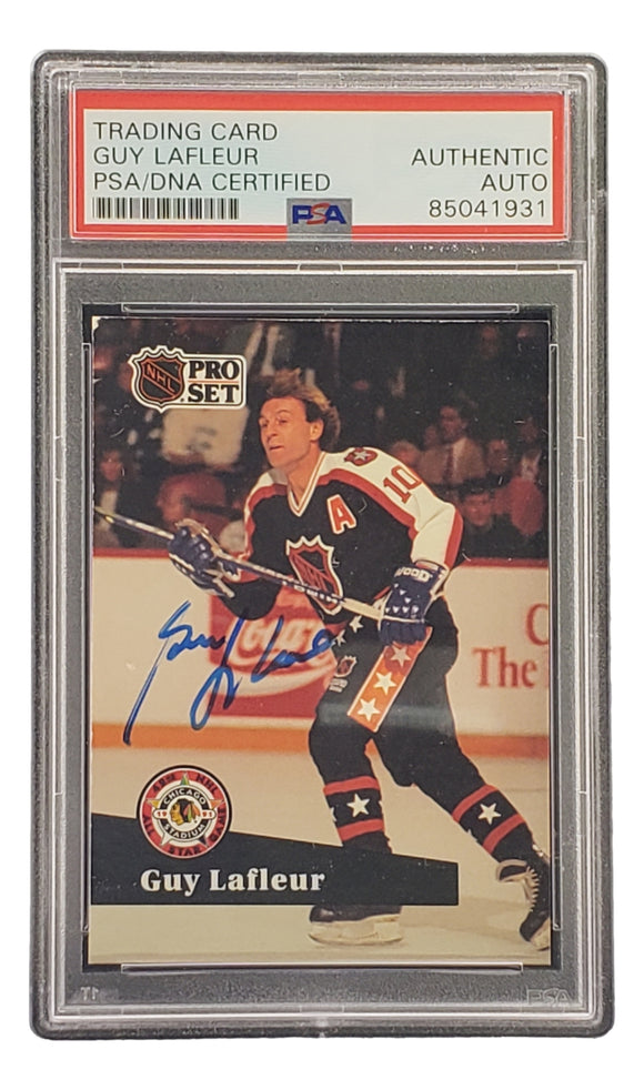 Guy LaFleur Signed 1991 Pro Set #317 Quebec Nordiques Hockey Card PSA/DNA 85041931