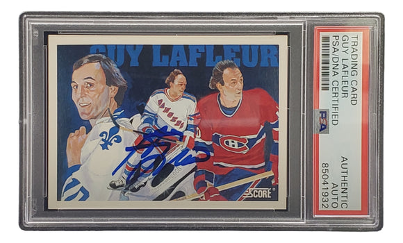 Guy LaFleur Signed 1991 Score #293 Montreal Canadiens Hockey Card PSA/DNA