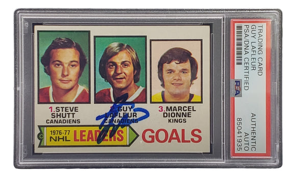 Guy LaFleur Signed 1977 Topps #1 Goals Leaders Hockey Card PSA/DNA