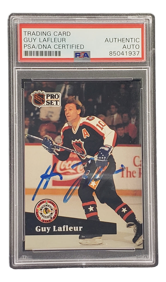 Guy LaFleur Signed 1991 Pro Set #317 Quebec Nordiques Hockey Card PSA/DNA 85041937 Sports Integrity