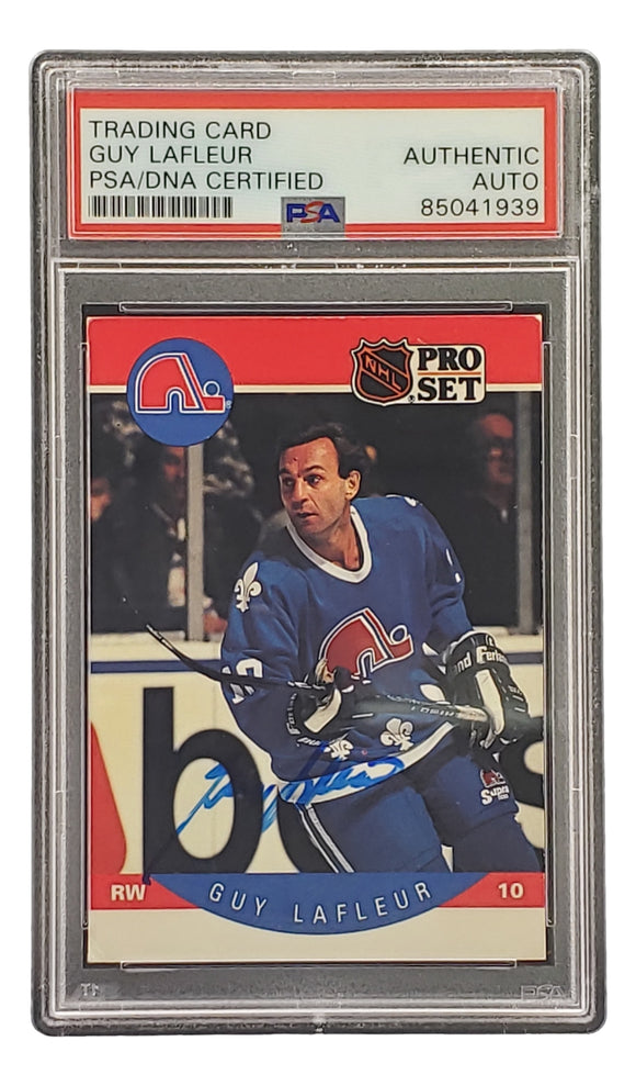 Guy LaFleur Signed 1990 Pro Set #250 Quebec Nordiques Hockey Card PSA/DNA Sports Integrity