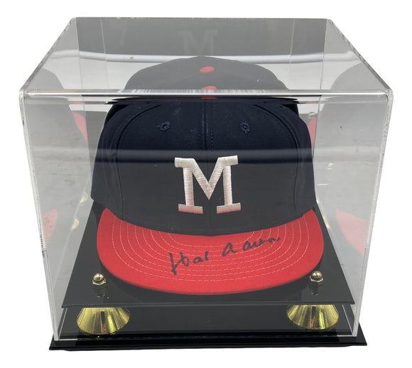 Hank Aaron Signed Milwaukee Braves Baseball Hat PSA w/ Deluxe Acrylic Case Sports Integrity