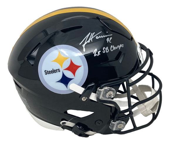 James Harrison Signed Steelers FS Authentic SpeedFlex Helmet 2x SB Champs BAS