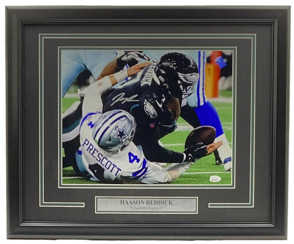 Haason Reddick Signed Framed 11x14 Philadelphia Eagles vs Cowboys Photo JSA ITP Sports Integrity