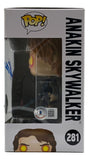 This Sports Integrity Funko Pop #281 features Anakin Skywalker with yellow eyes, signed by Hayden Christensen, and includes BAS authentication on the box front.
