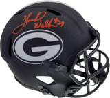 The Sports Integrity Herschel Walker Signed Georgia Bulldogs FS Eclipse Replica Speed Helmet features a black design with the “G” logo and is autographed in orange marker with his signature and number 3.