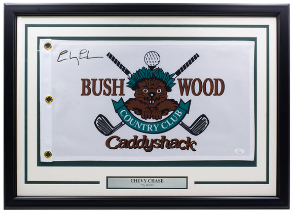 Chevy Chase Signed Framed Bush Wood Caddyshack Golf Flag JSA