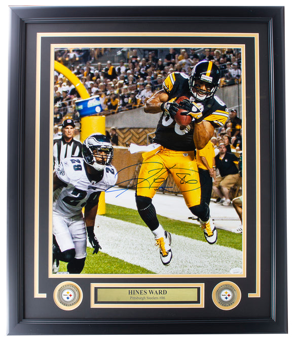 Hines Ward Signed Framed Pittsburg Steelers 16x20 Vs Eagles Photo JSA ITP Sports Integrity