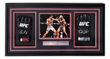 Dustin Poirier Max Holloway Signed UFC Replica Fight Gloves In Shadowbox JSA QR