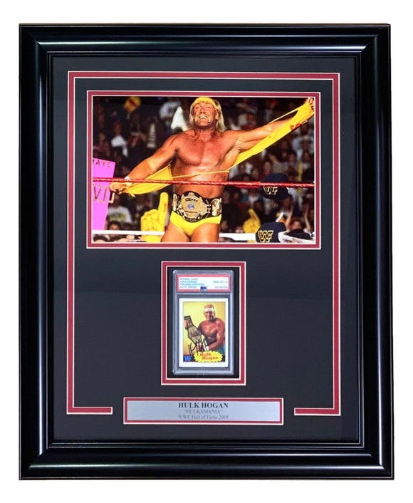Hulk Hogan Signed Framed Reprint 1985 Topps #1 Rookie Card PSA Auto 10