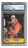 The Hulk Hogan Signed 1998 Topps WCW NWO #65 Trading Card by Sports Integrity features Hogan in a black NWO shirt, sunglasses, and bandana, autographed and PSA/DNA certified in a clear protective slab.