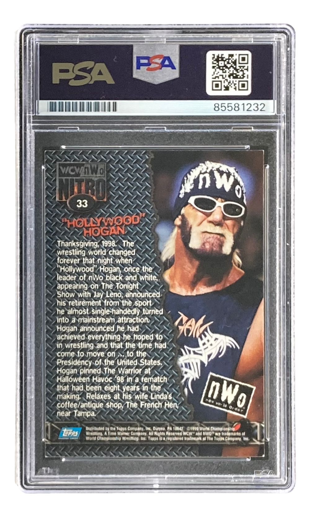 Hulk Hogan Signed 1999 Topps WCW NWO #33 Trading Card PSA - Sports