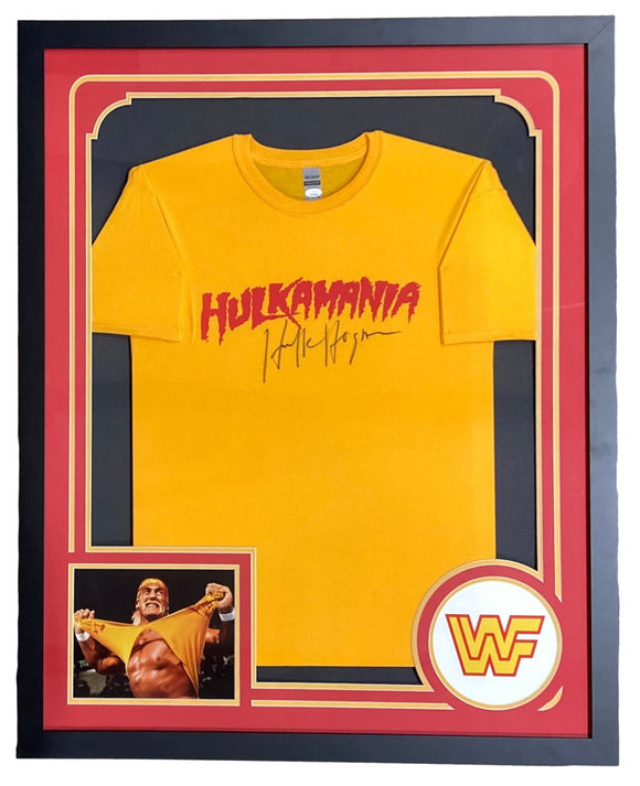 Hulk Hogan Signed Framed WWE Hulkamania T-Shirt JSA