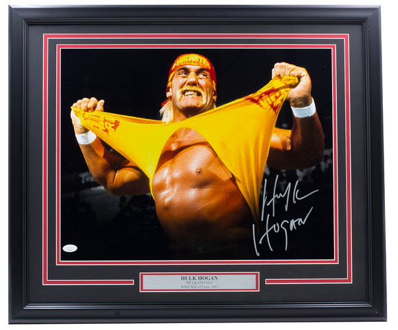 Hulk Hogan Signed Framed 16x20 WWE Shirt Rip Wrestling Photo JSA Sports Integrity