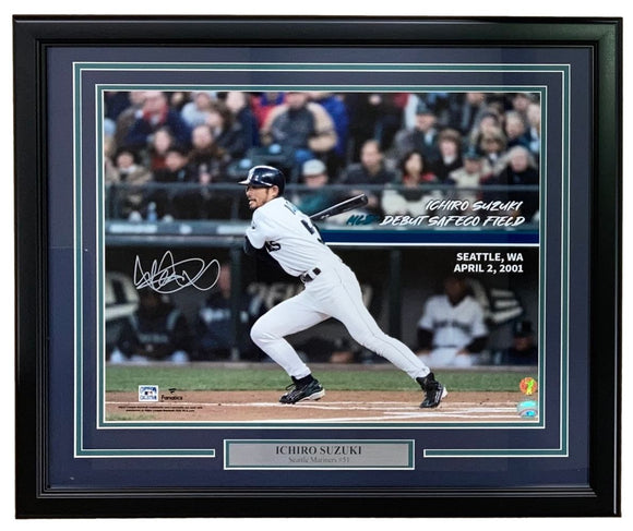 Ichiro Suzuki Signed Framed 16x20 Seattle Mariners MLB Debut Photo Ichiro COA