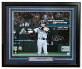 Sports Integrity Ichiro Suzuki Signed Framed 16x20 Seattle Mariners Final At Bat Photo features Ichiro in uniform at bat with “Ichiro Suzuki Final MLB At Bat Tokyo Dome, Tokyo, Japan March 21, 2019,” a signature, and nameplate.