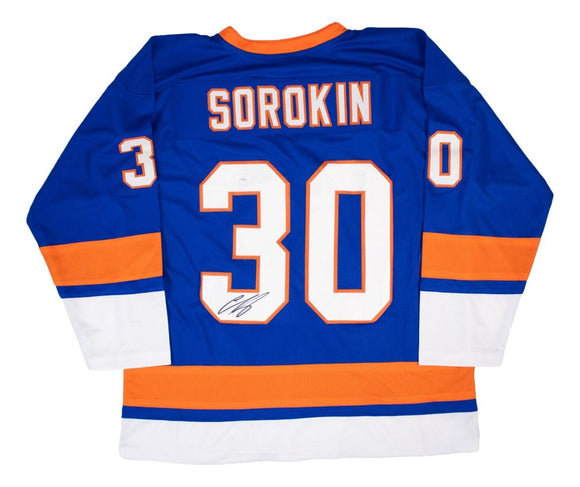 Ilya Sorokin New York Signed Blue Hockey Jersey JSA Hologram
