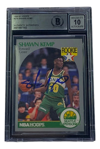 Shawn Kemp Signed 1990-91 Hoops #178 Seattle Supersonics Basketball BAS Auto 10 Sports Integrity