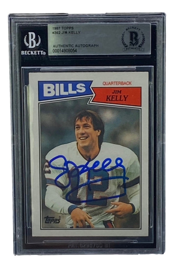 Jim Kelly Signed 1987 Topps #362 Buffalo Bills Rookie Football Card BAS Sports Integrity