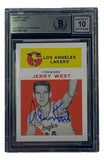 Jerry West Signed LA Lakers Reprint 1961 Fleer Rookie Card #43 BAS Grade 10 Sports Integrity