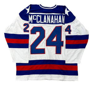 Rob McClanahan White Custom Olympic Hockey Jersey Sports Integrity