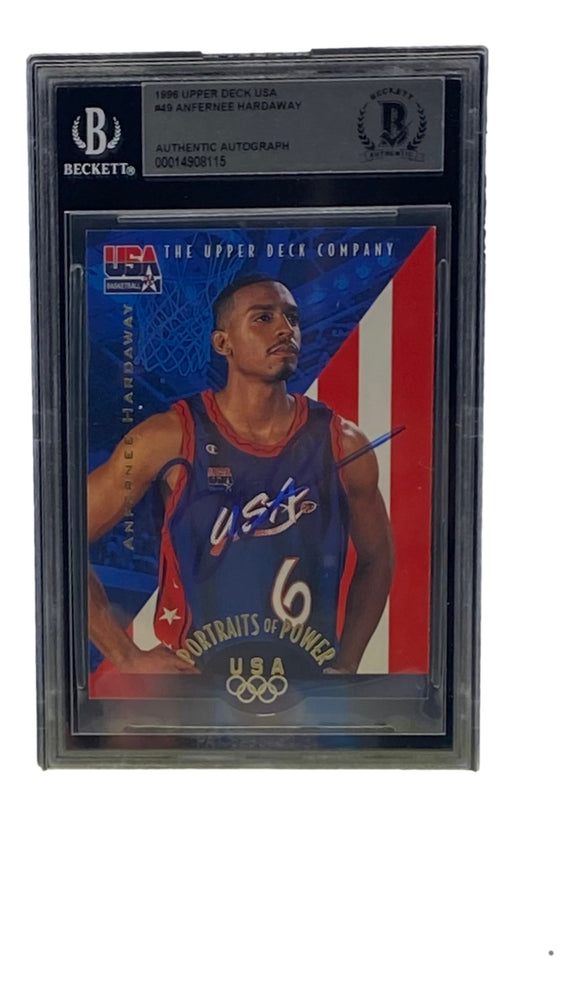 Penny Hardaway Signed Slabbed 1996 Upper Deck USA #49 Trading Card BAS Sports Integrity