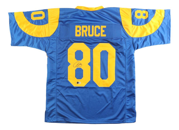 Isaac Bruce St. Louis Signed Throwback Blue Football Jersey BAS