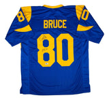 Isaac Bruce St. Louis Signed Throwback Blue Football Jersey HOF 20 BAS