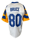 Isaac Bruce St. Louis Signed Throwback White Football Jersey SB XXXIV GW TD BAS