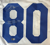 Isaac Bruce St. Louis Signed Throwback White Football Jersey SB XXXIV GW TD BAS