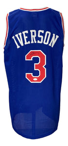 Allen Iverson Signed Custom Blue Pro-Style Basketball Jersey JSA Sports Integrity