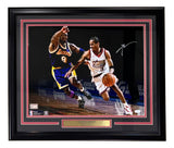 Allen Iverson Signed Framed 16x20 Philadelphia 76ers vs Kobe Bryant Photo 2 JSA