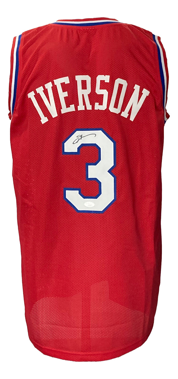 Allen Iverson Signed Custom Red Pro-Style Basketball Jersey JSA Sports Integrity