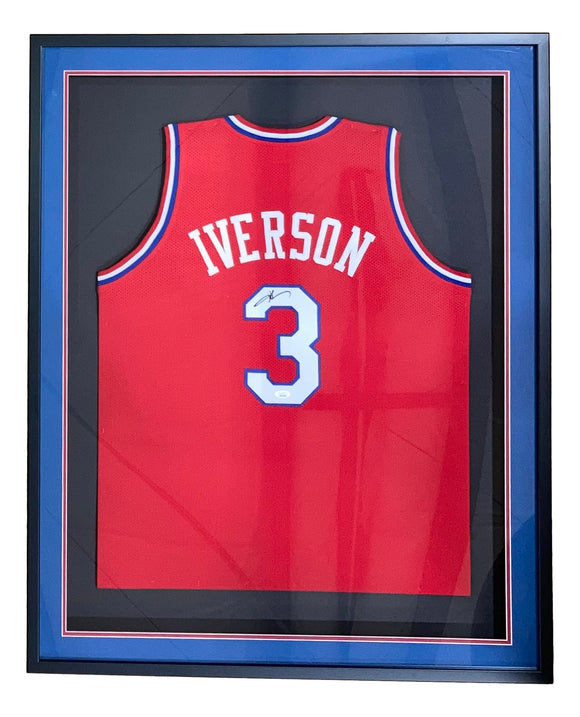 Allen Iverson Signed Framed Custom Red Pro-Style Basketball Jersey JSA ITP Sports Integrity